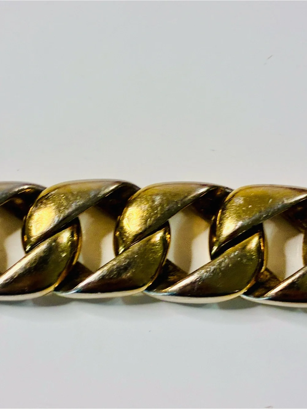 Men's Gold-Tone Cuban  Link Bracelet HEAVY 90g Stainless Steel Pre loved